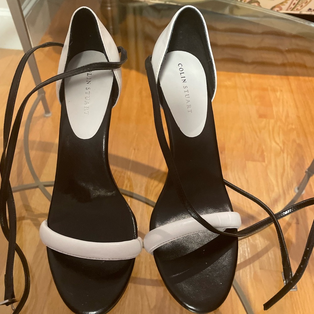Colin Stuart Black and White Strappy Heels